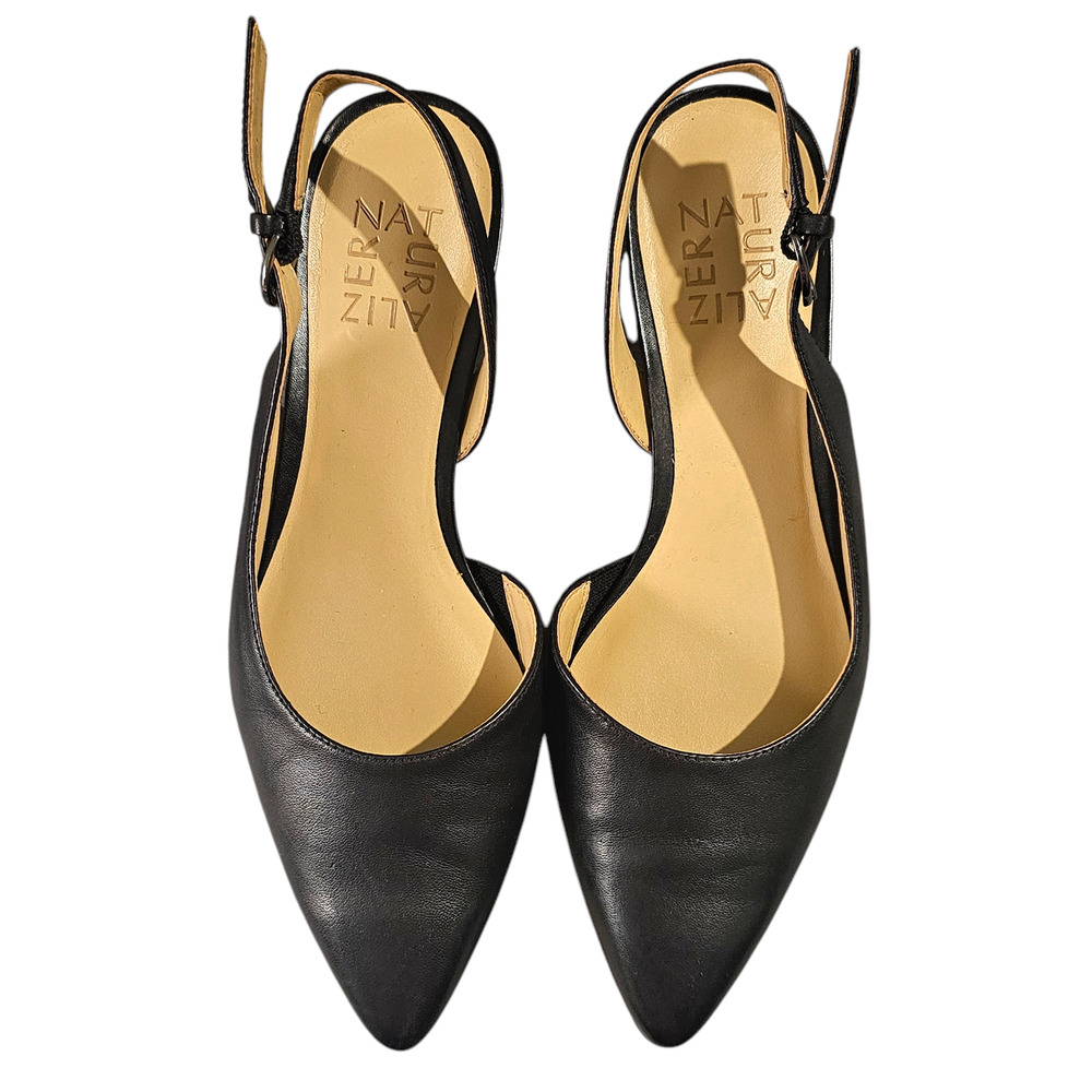 Shoes Black Leather Women's Banks Naturalizer Slingback Sz 5.5M Pointed Toe